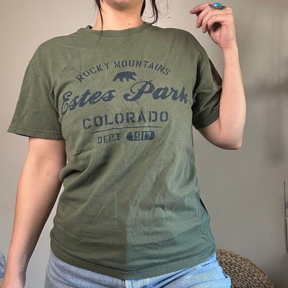 Vintage Rocky Mountains Estes Park Colorado Destination Graphic Tee Sz M - Picture 3 of 8